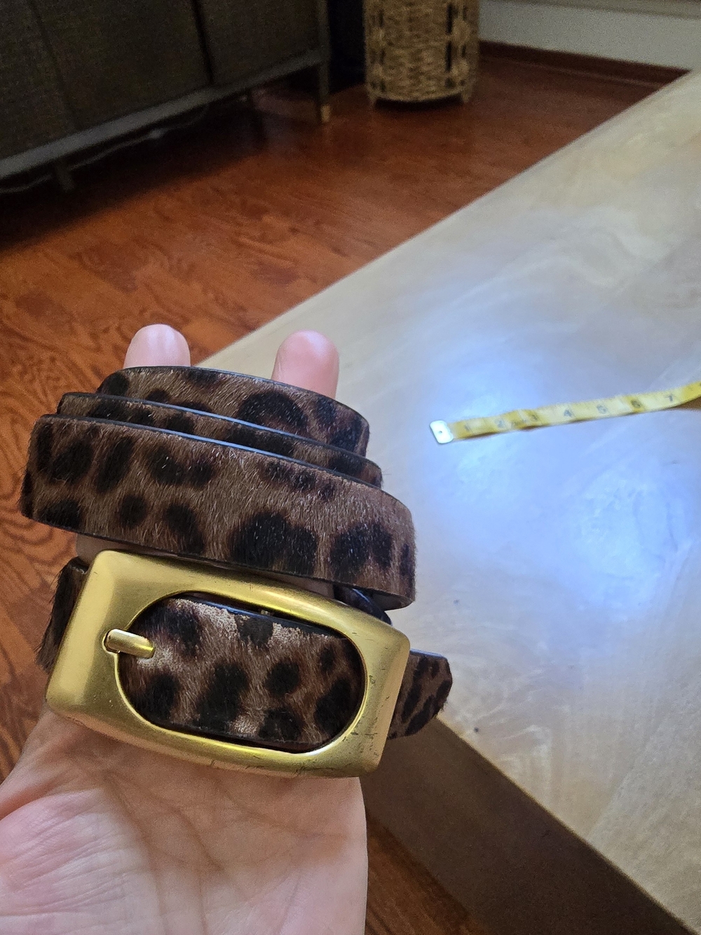 Rag & Bone Genuine Calf Hair Leopard Print Leather Belt Size Small